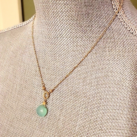 Handmade blue chalcedony teardrop necklace - Picture 2 of 2